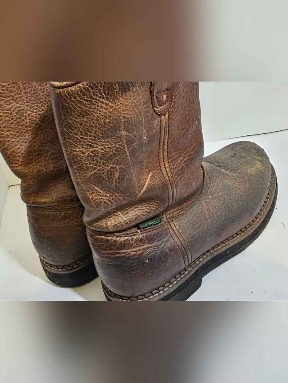 Vintage Georgia Boots Men's Brown Steel Toe Leather Work Size 8.5 Waterproof